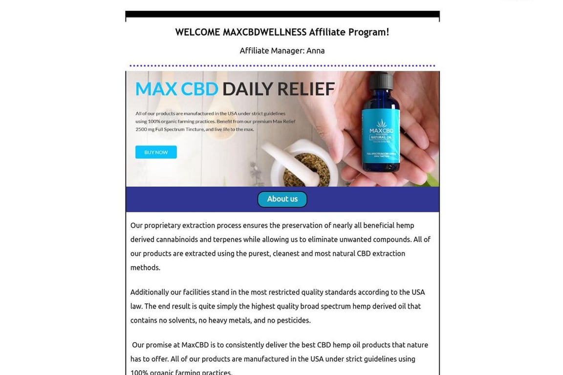 MAXCBD affiliate program signup page