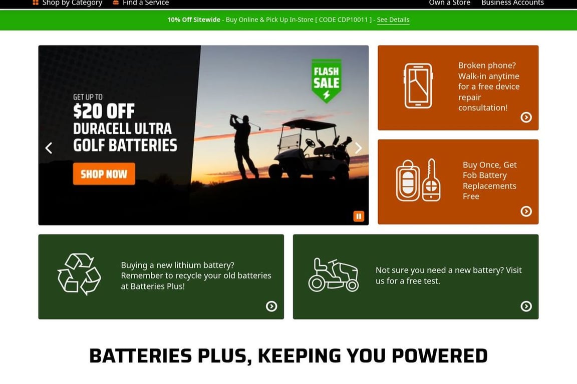 Batteries Plus homepage