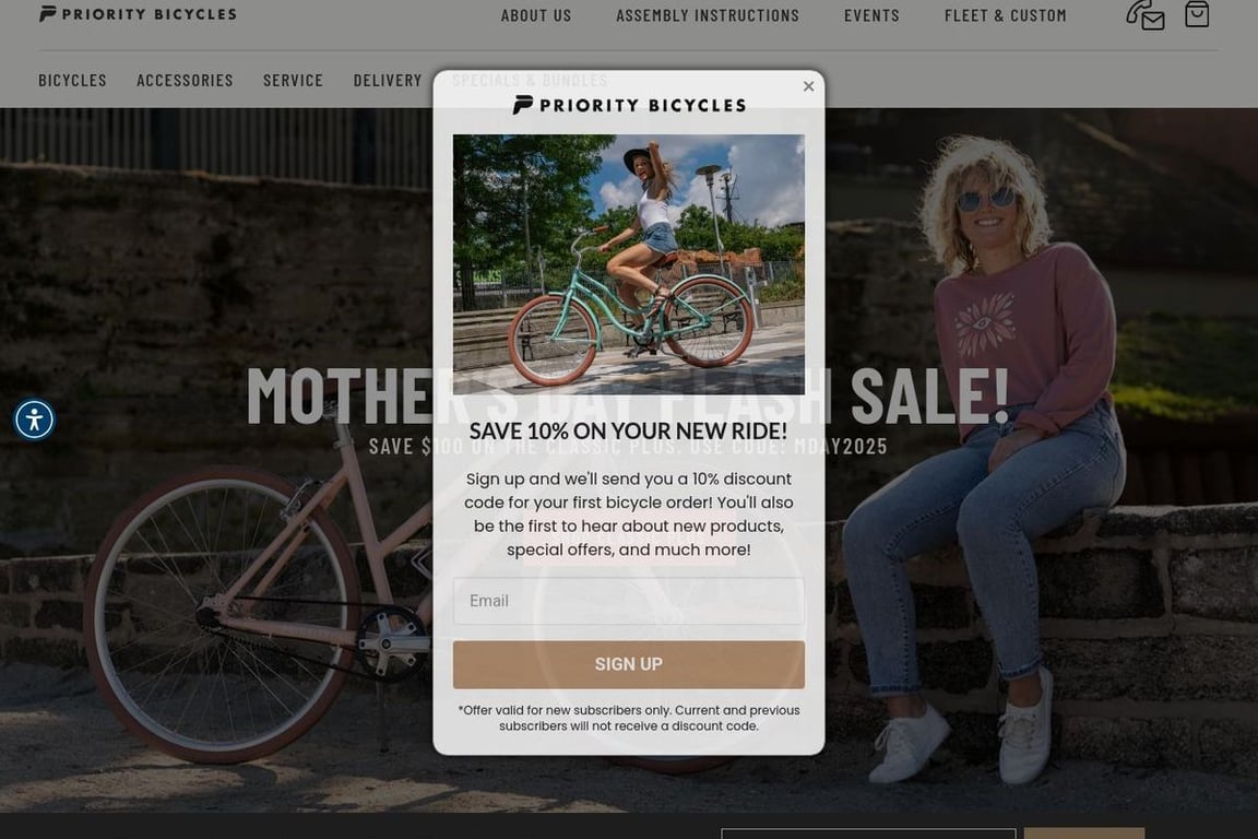 Priority Bicycles homepage
