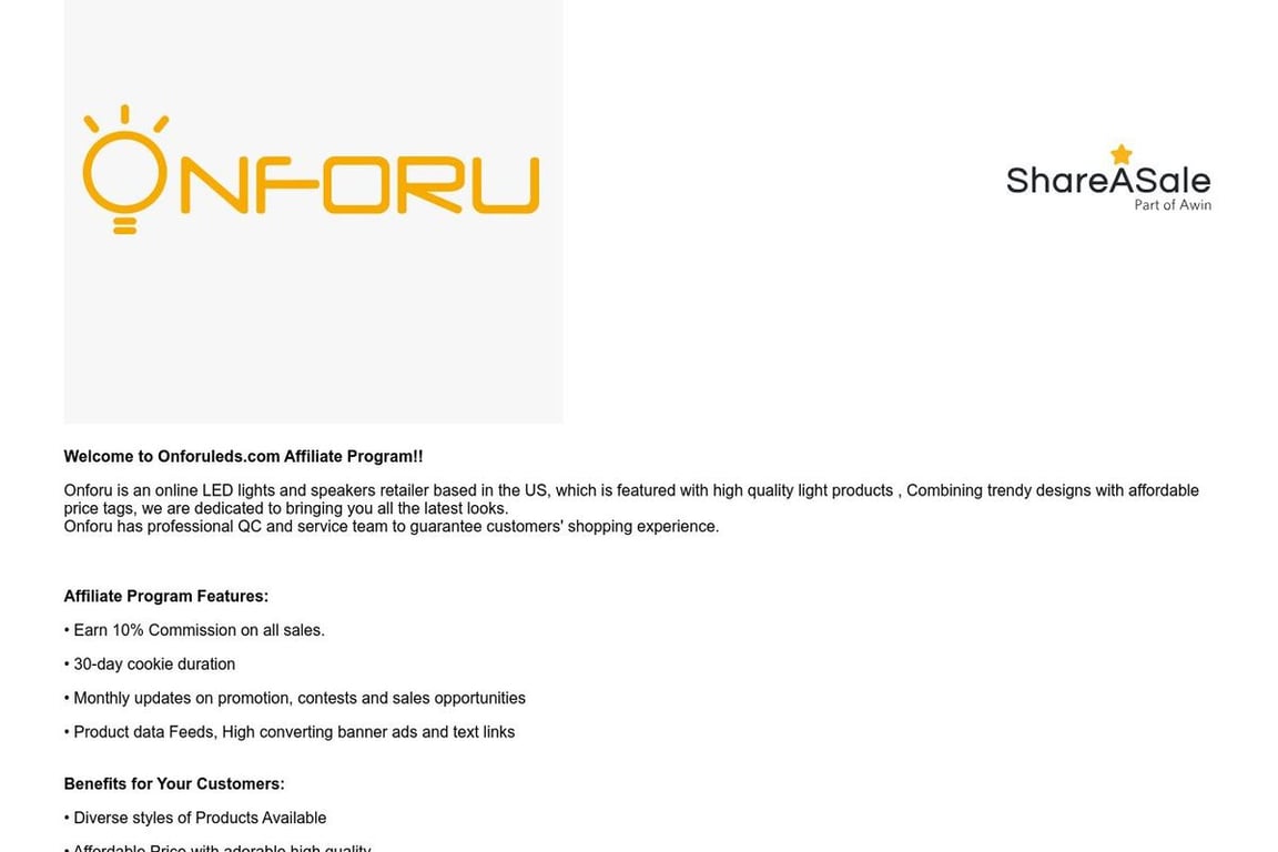 Onforu affiliate program signup page