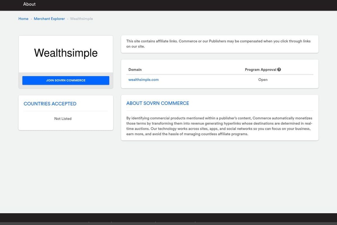 Wealthsimple affiliate program signup page