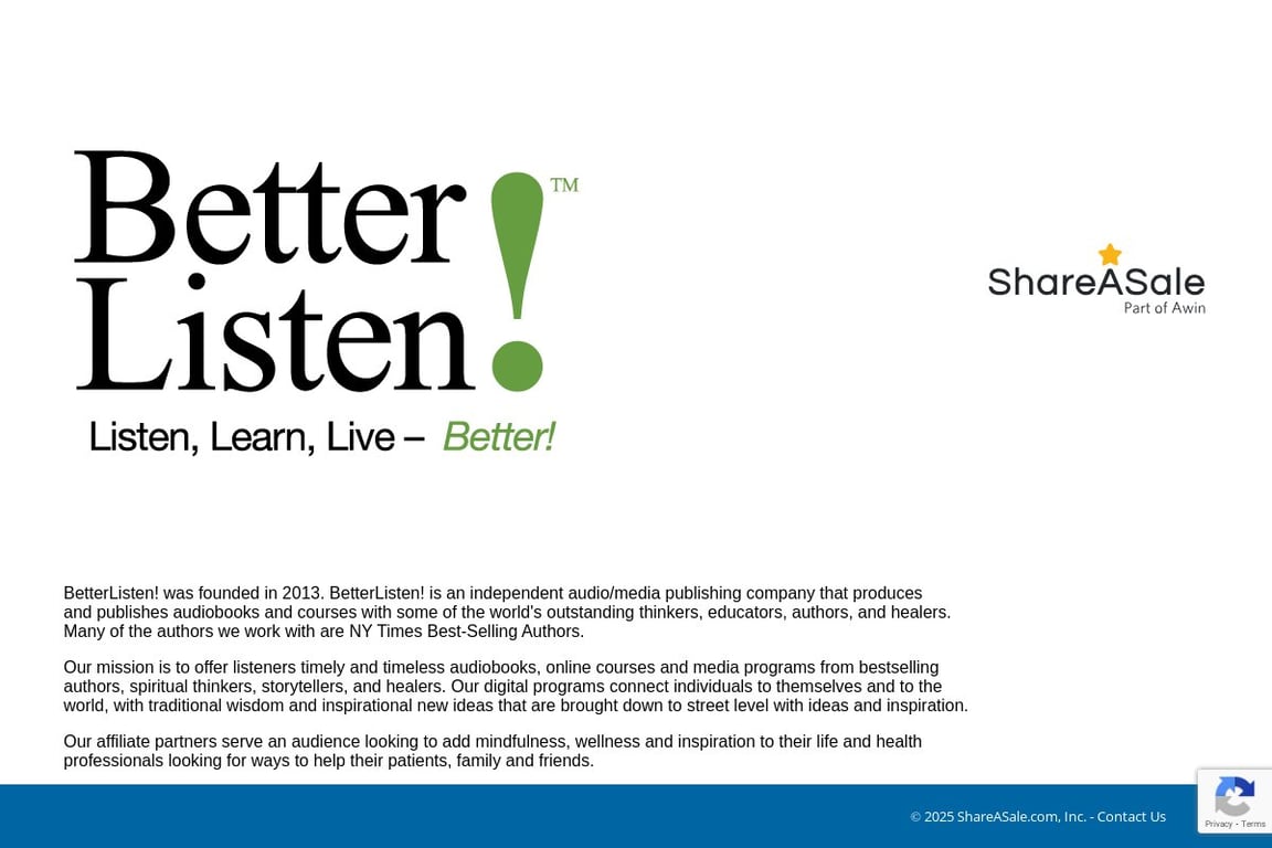 BetterListen! affiliate program signup page