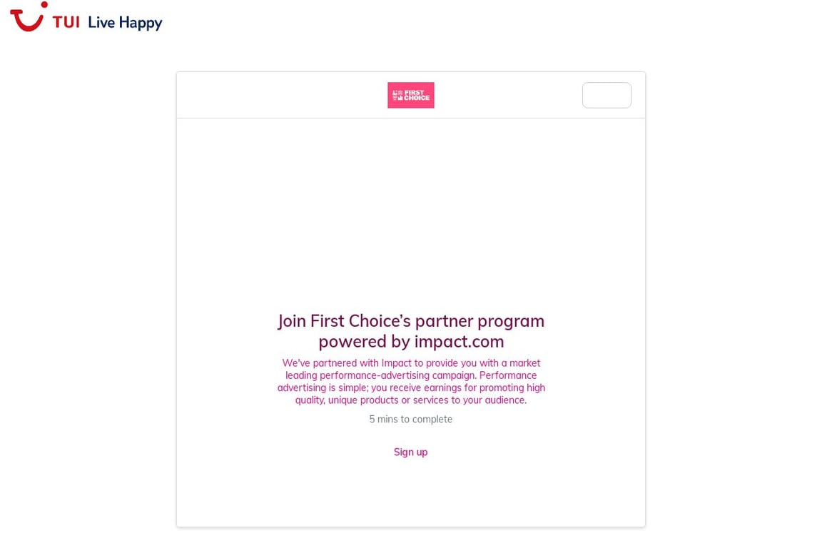 First Choice affiliate program signup page