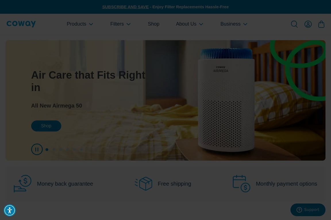 Coway homepage
