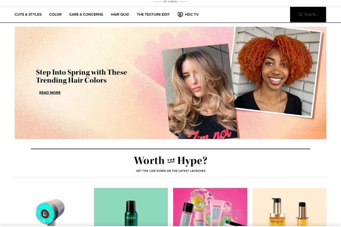 Hair.com homepage