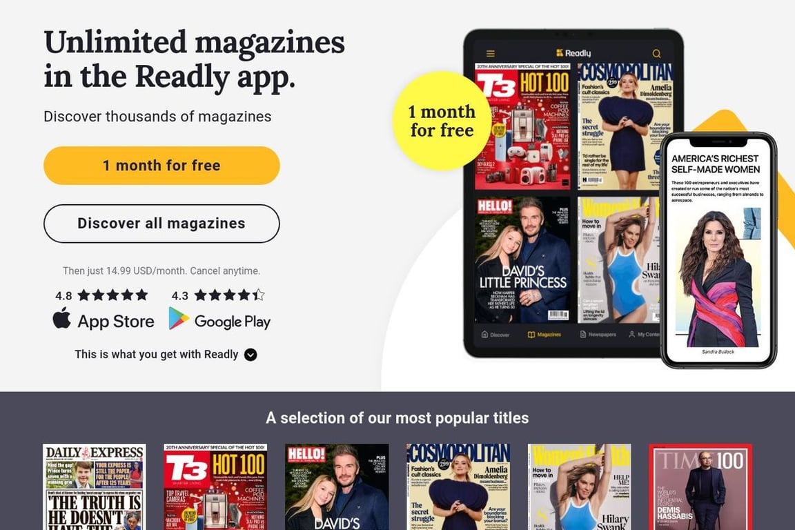 Readly homepage