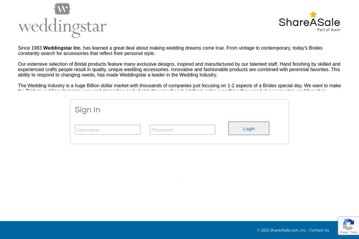 Weddingstar Inc. affiliate program signup page