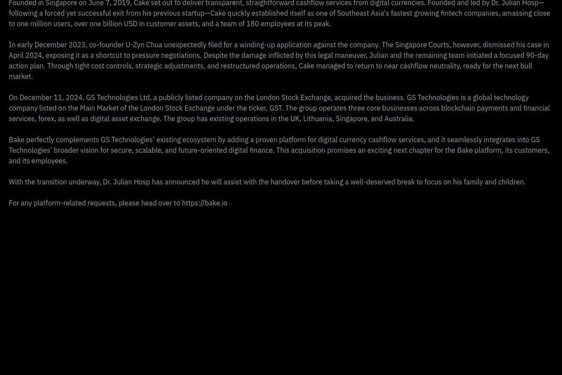 Cake DeFi homepage