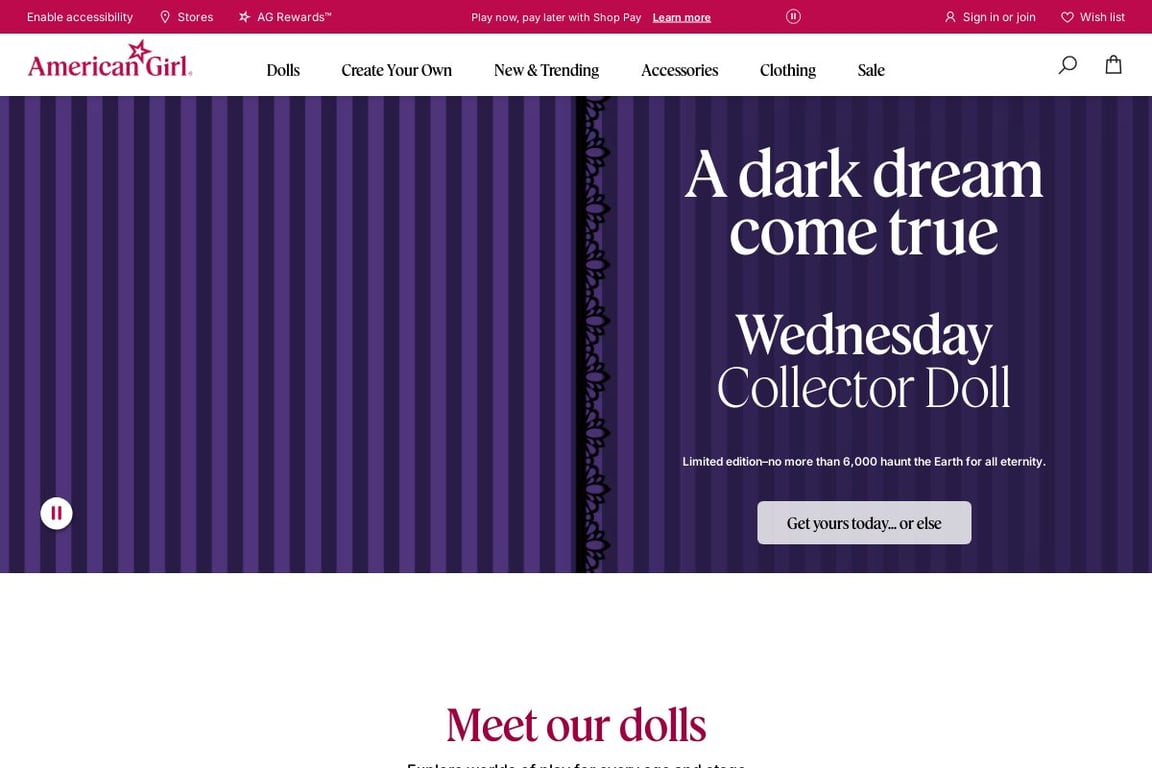 American Girl homepage