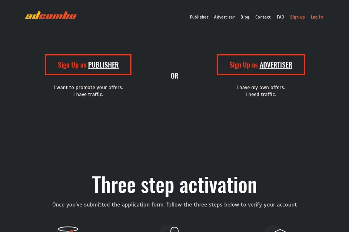 AdCombo affiliate program signup page