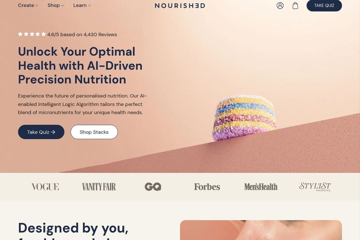 Get Nourished homepage