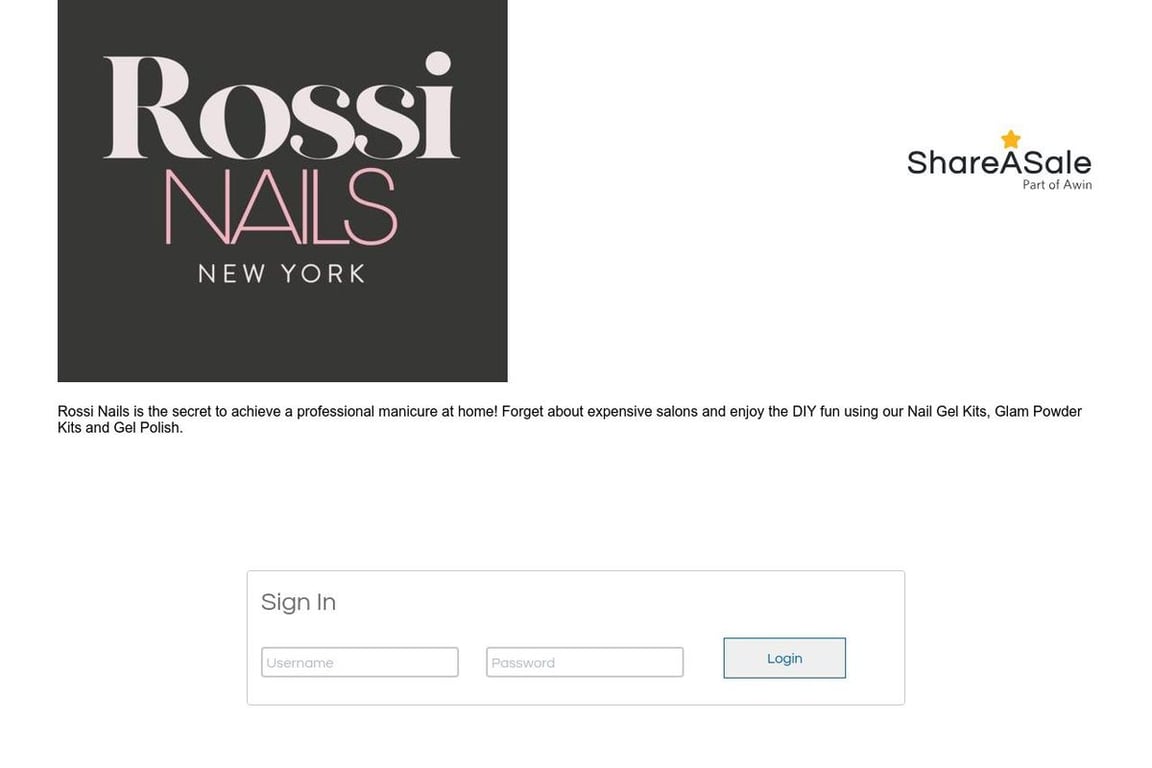 ROSSI Nails affiliate program signup page