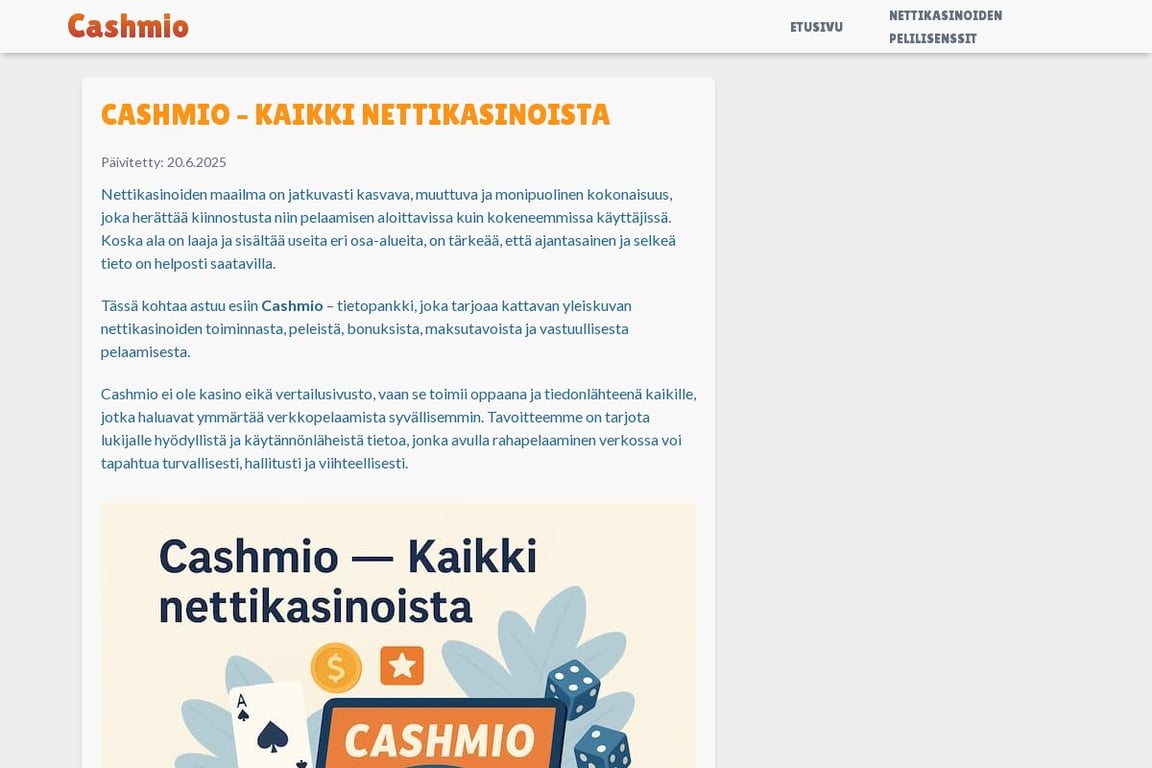Cashmio homepage