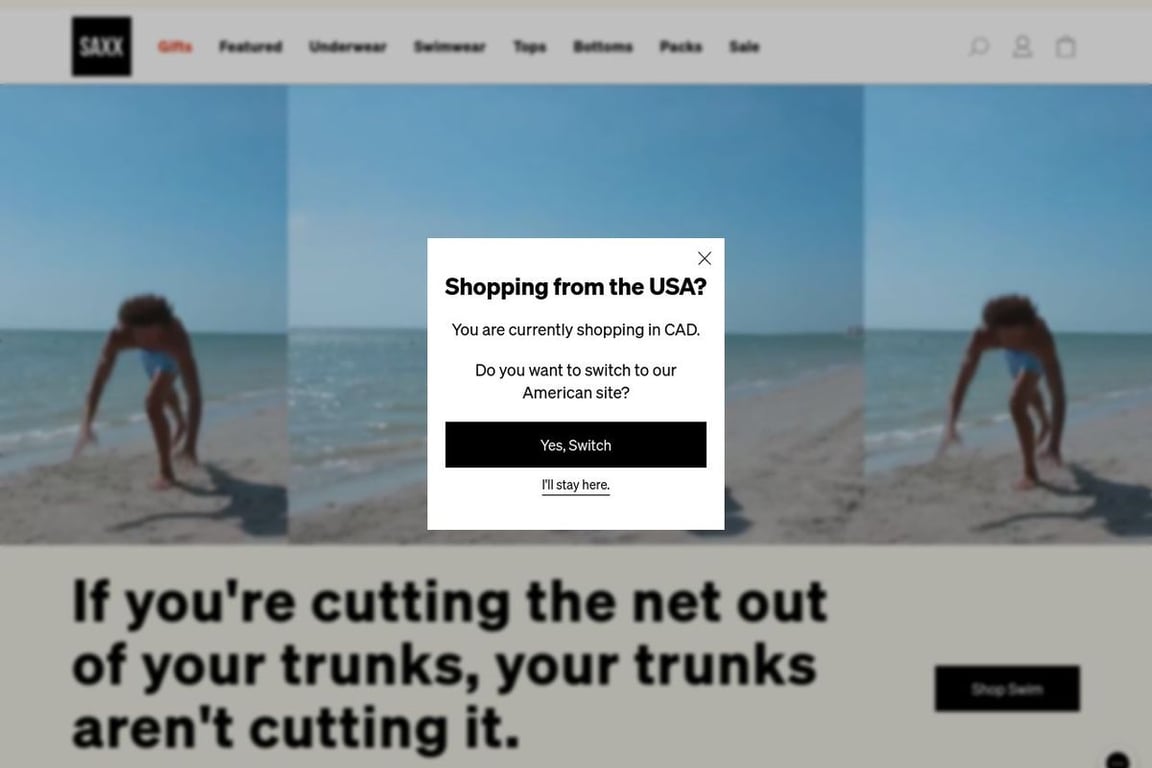 Saxx Underwear CA homepage