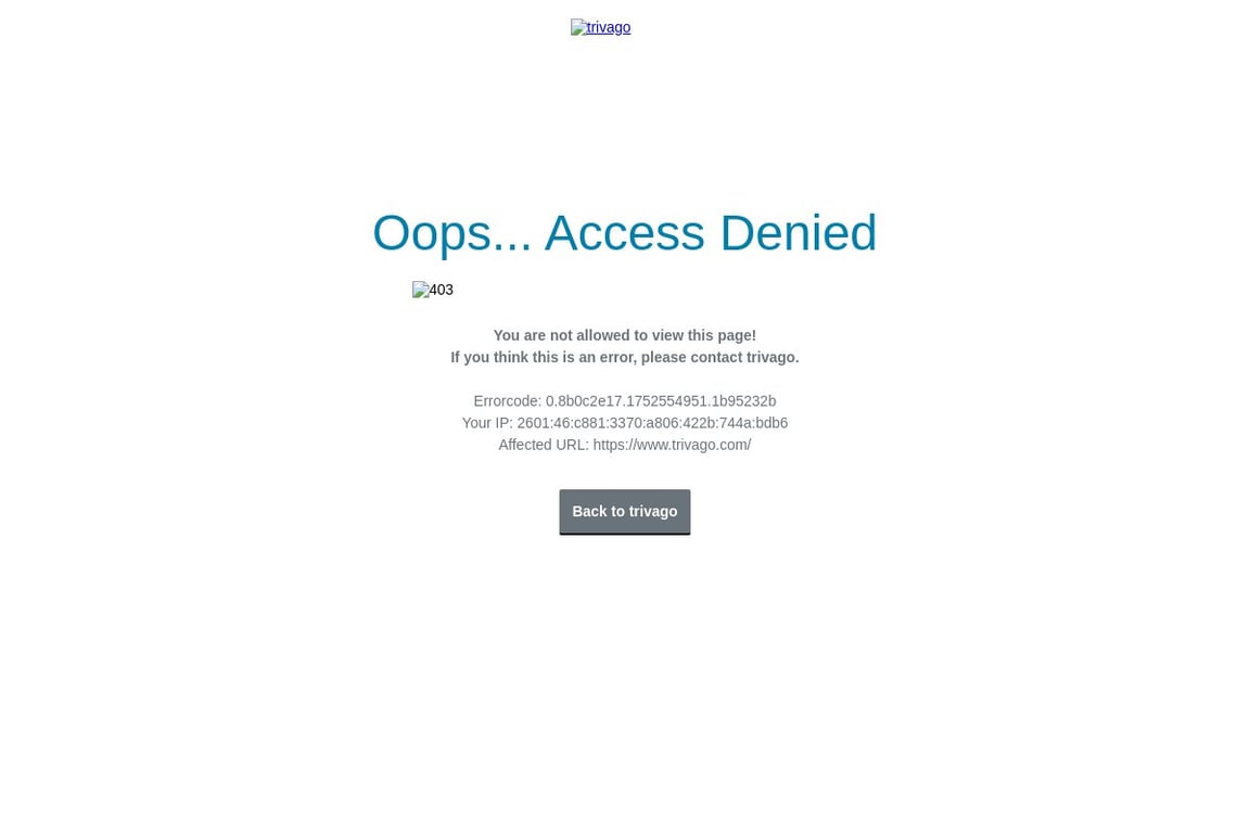 Trivago homepage