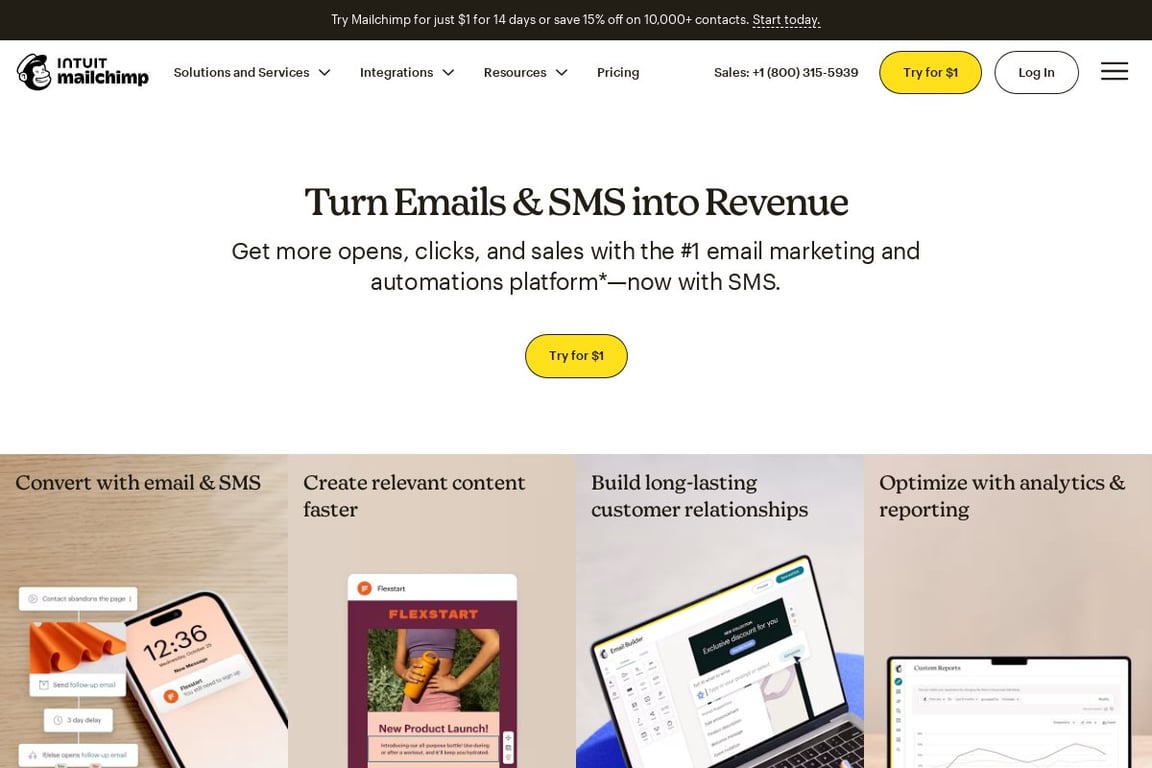 Mailchimp homepage