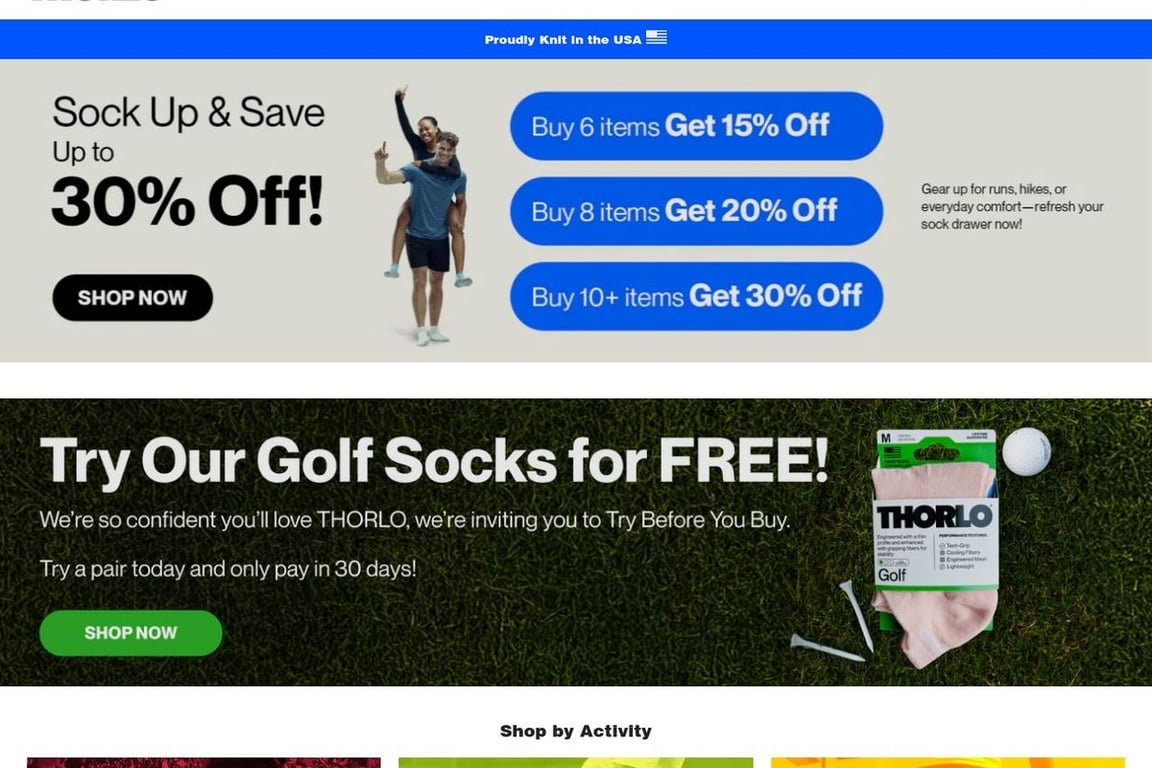 Thorlos Socks homepage
