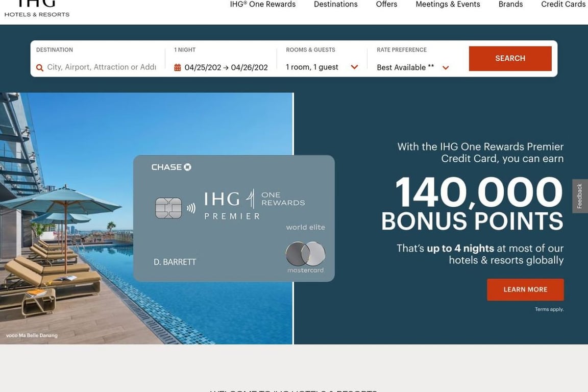 IHG Hotels & Resorts homepage