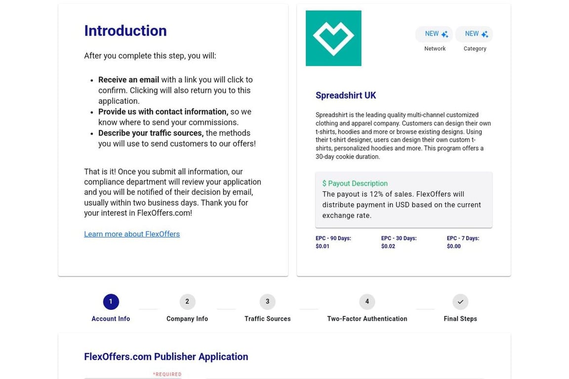 Spreadshirt UK affiliate program signup page