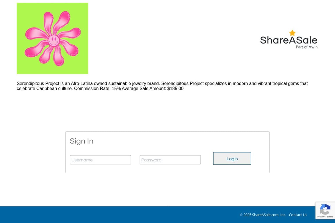 Serendipitous Project affiliate program signup page