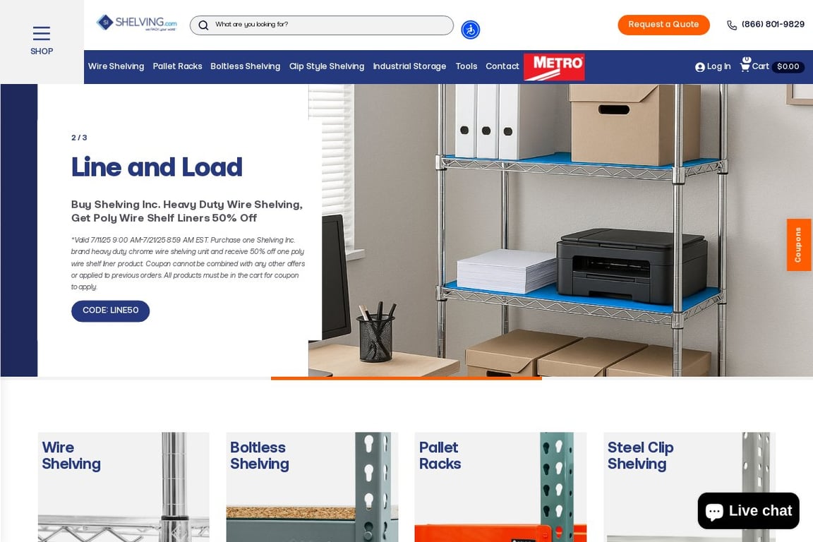 Shelving Inc. homepage