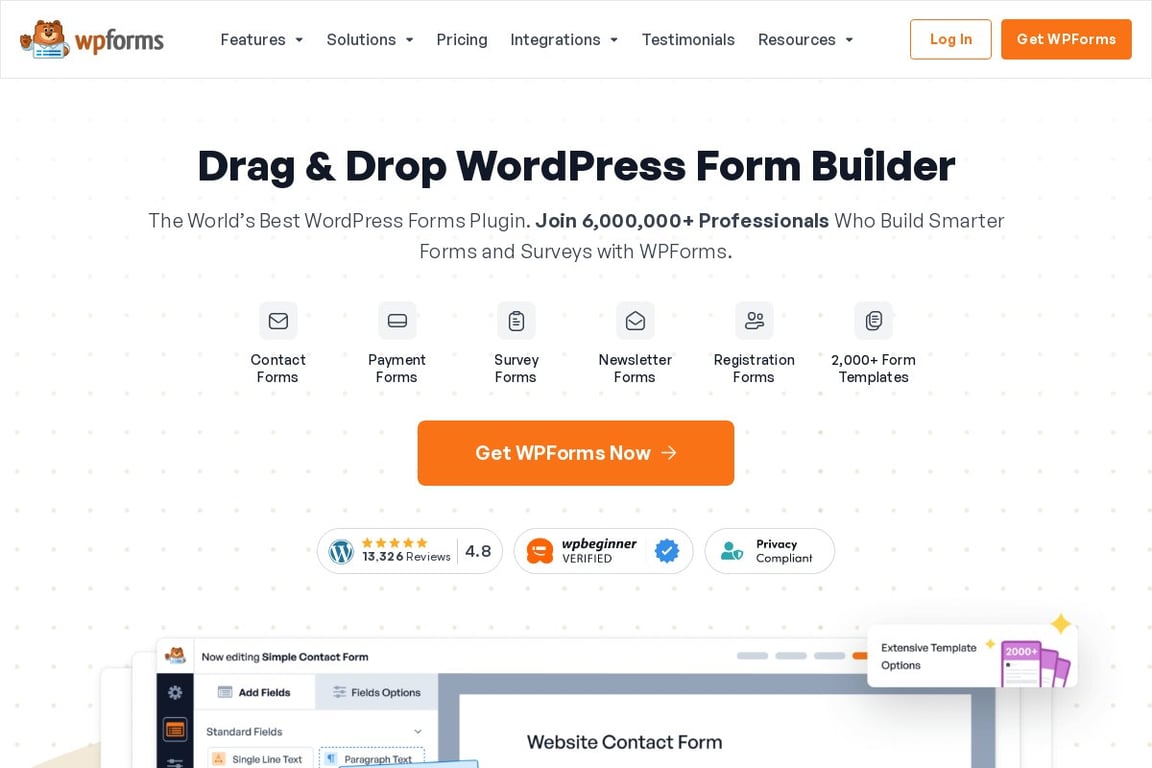 WPForms homepage