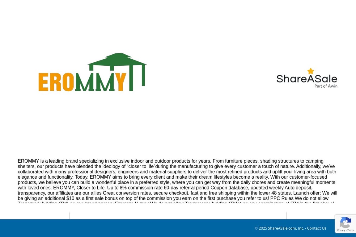 Erommy affiliate program signup page