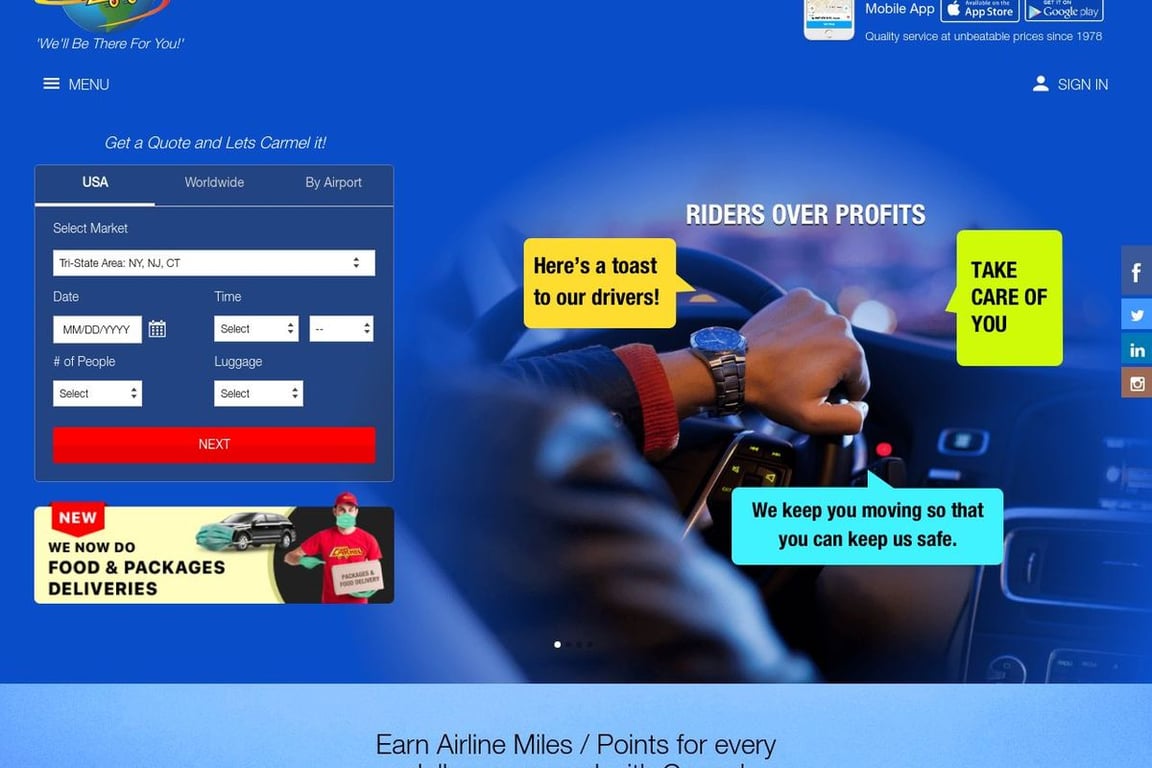 CarmelLimo.com homepage