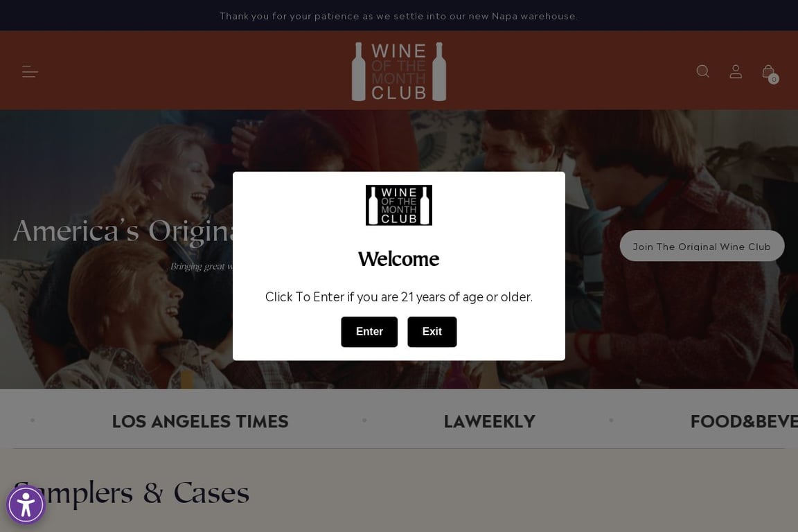 Wine of the Month Club homepage