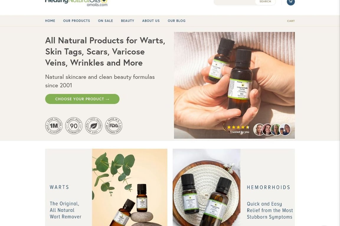 Healing Natural Oils homepage
