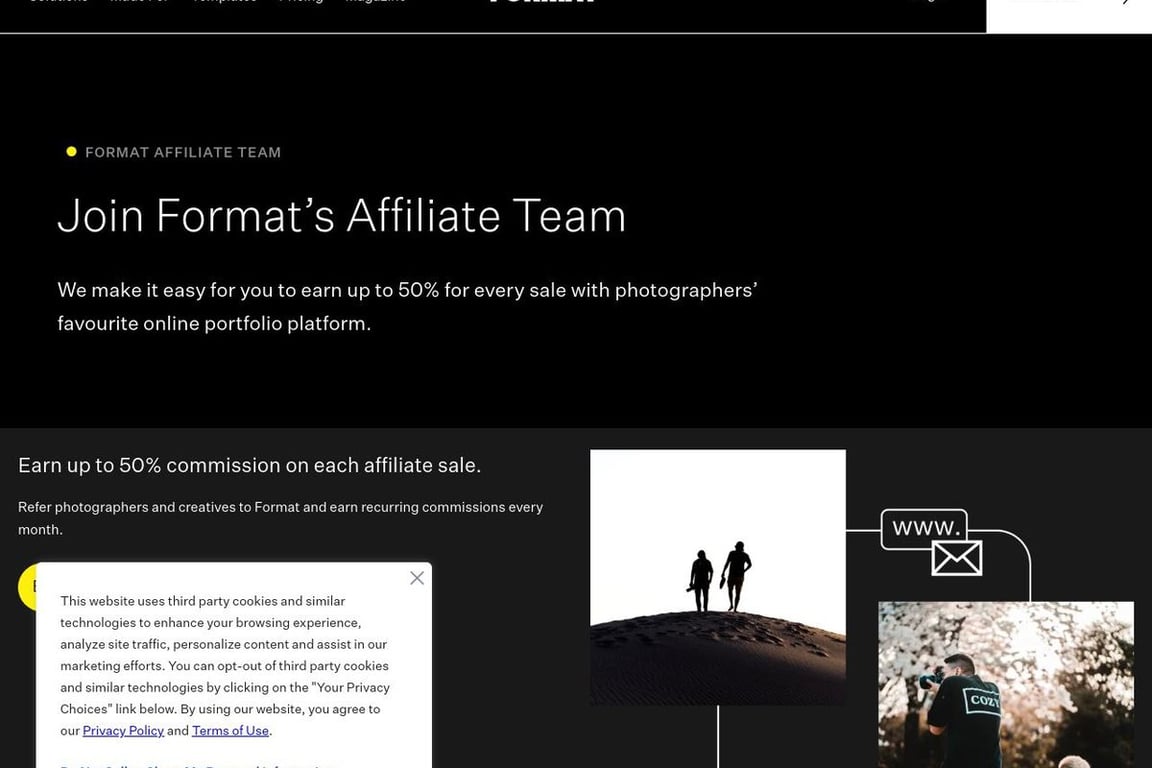 Format affiliate program signup page