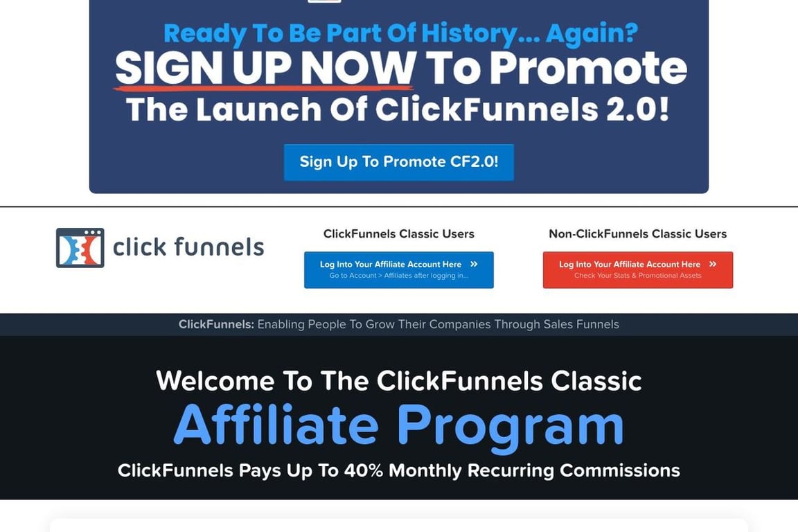 ClickFunnels affiliate program signup page