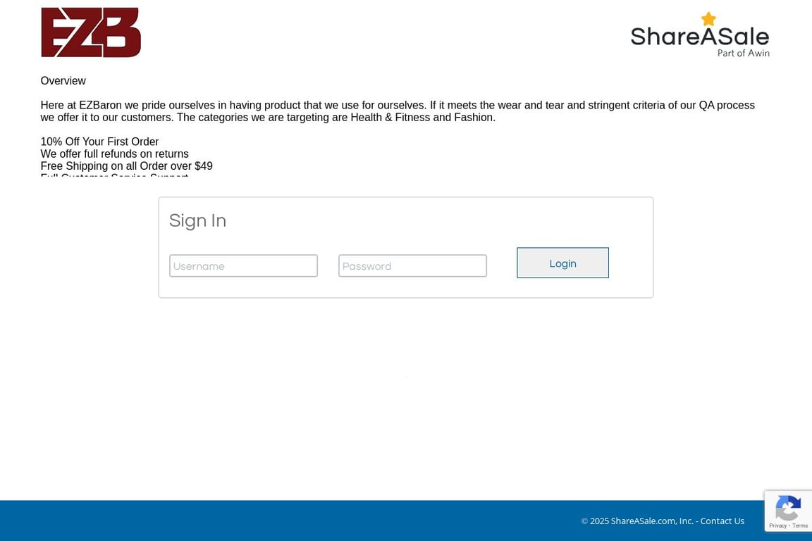 Mr Baron LLC affiliate program signup page