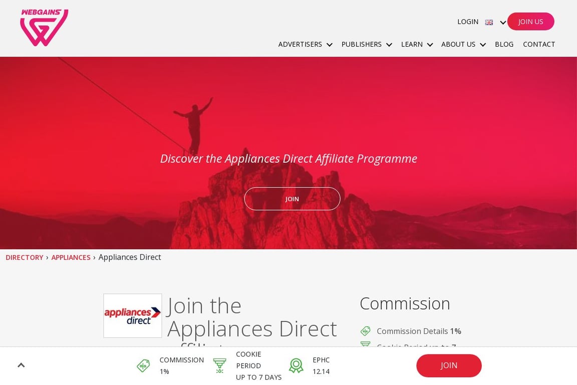 Appliances Direct affiliate program signup page