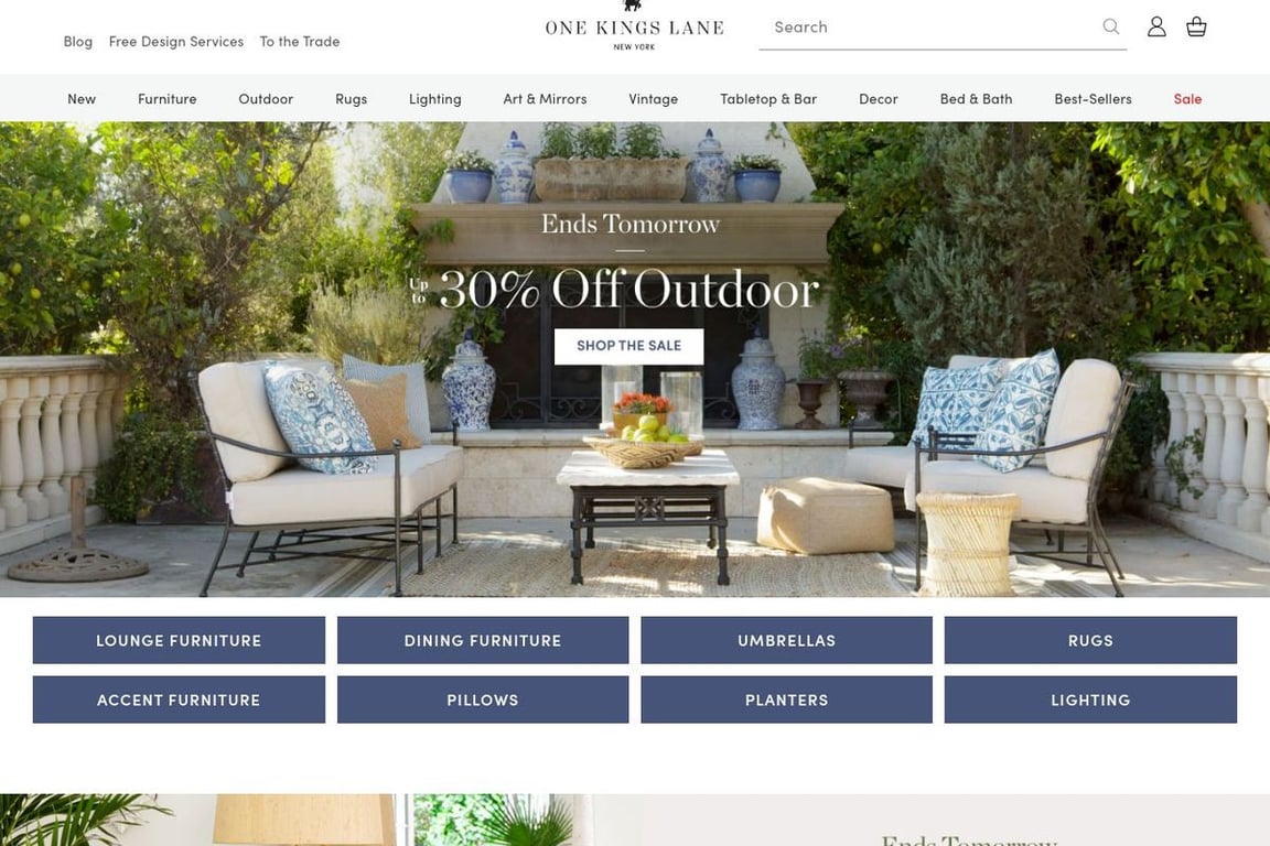 One Kings Lane homepage