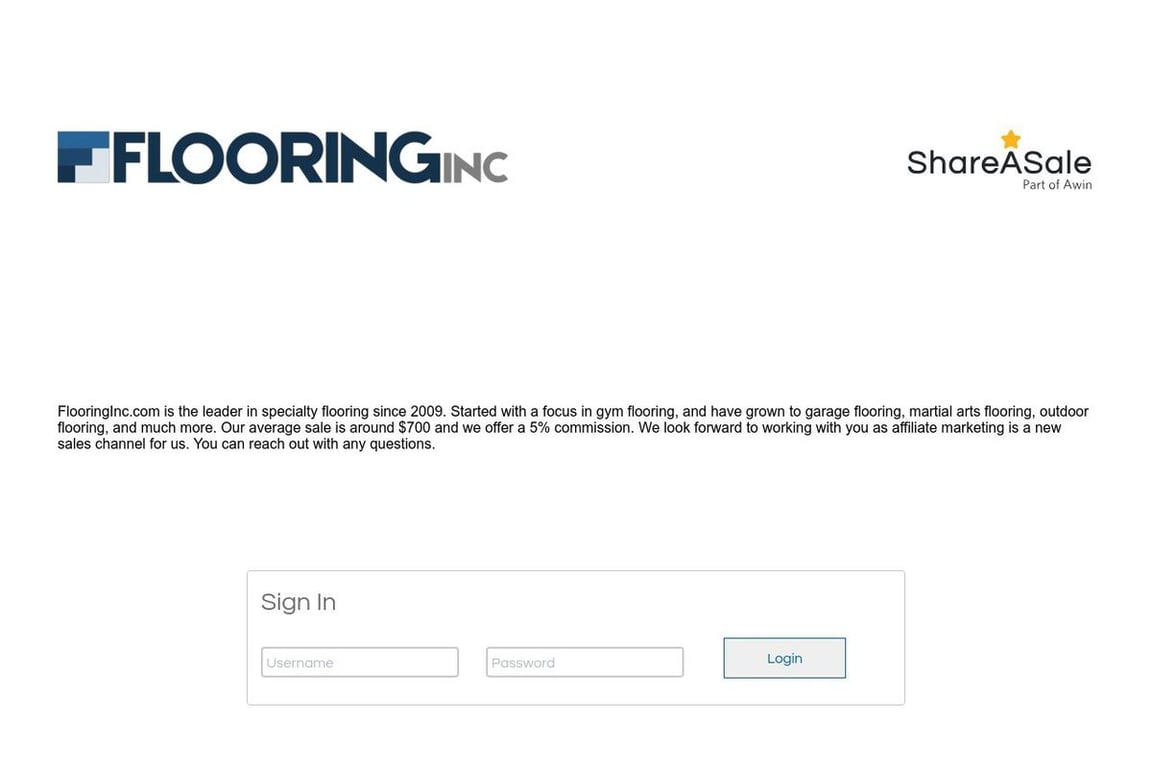 FlooringInc.com affiliate program signup page