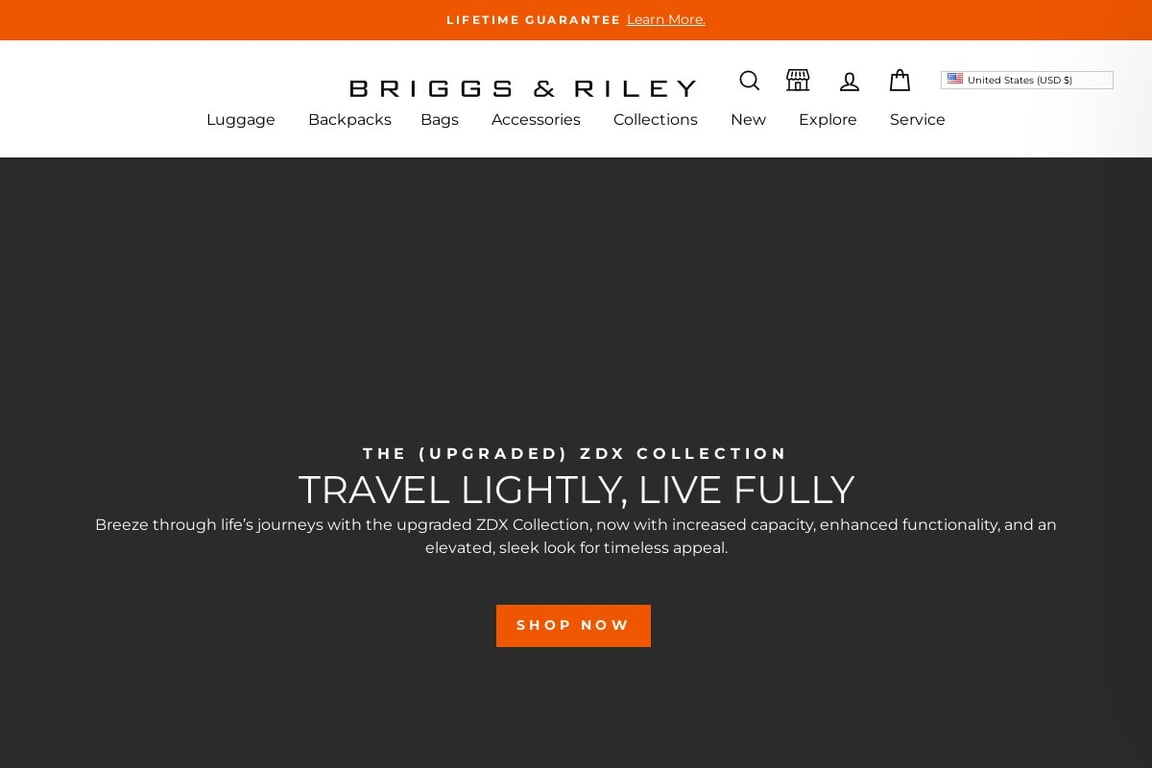Briggs & Riley Travelware homepage