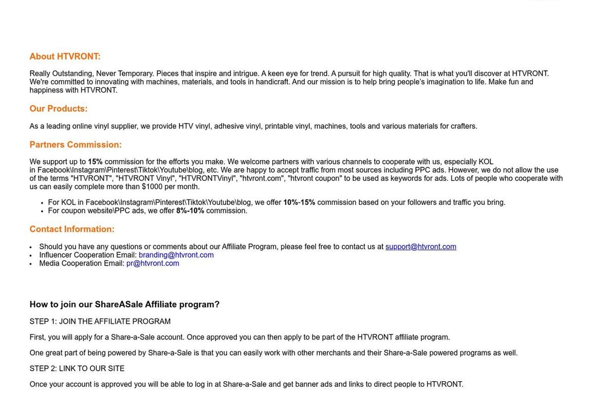 HTVRont affiliate program signup page