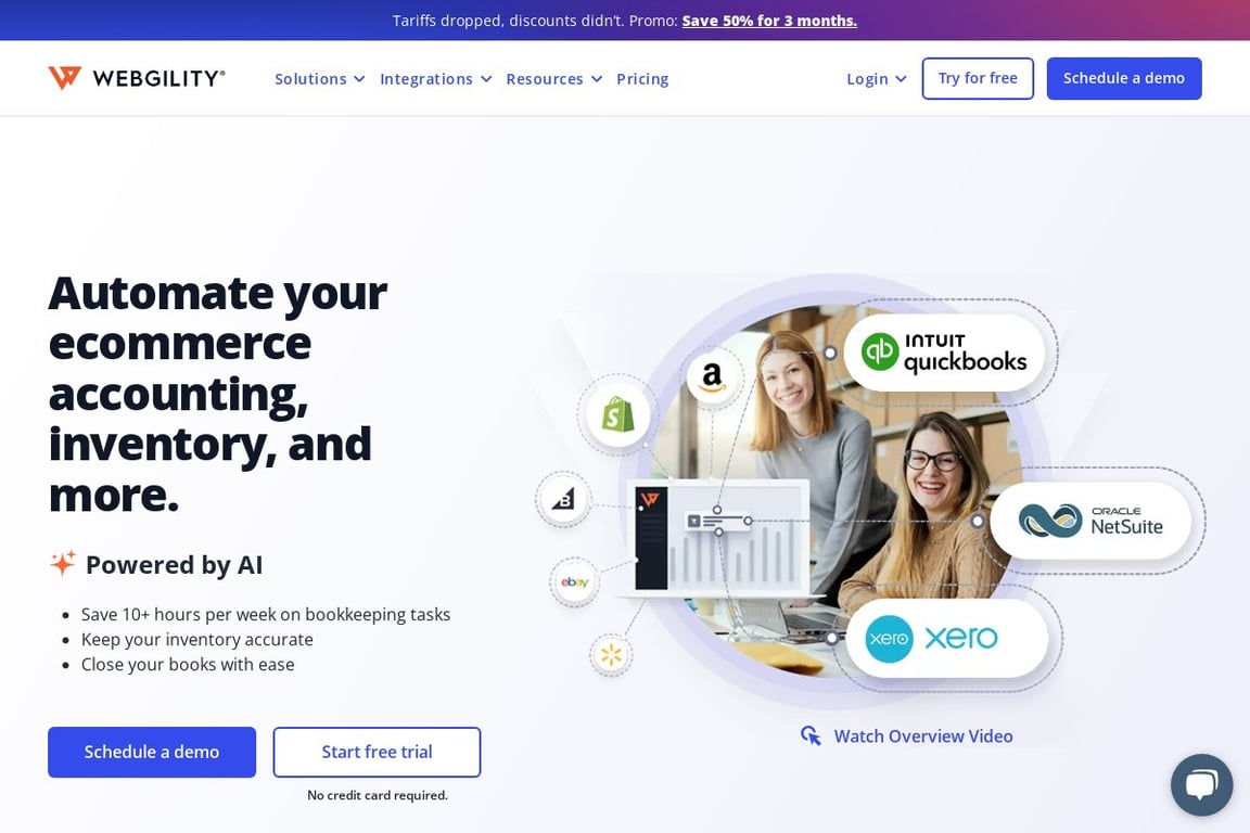 Webgility homepage