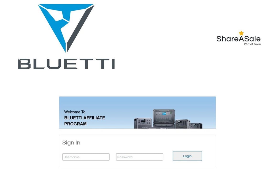 Bluetti Power Inc affiliate program signup page
