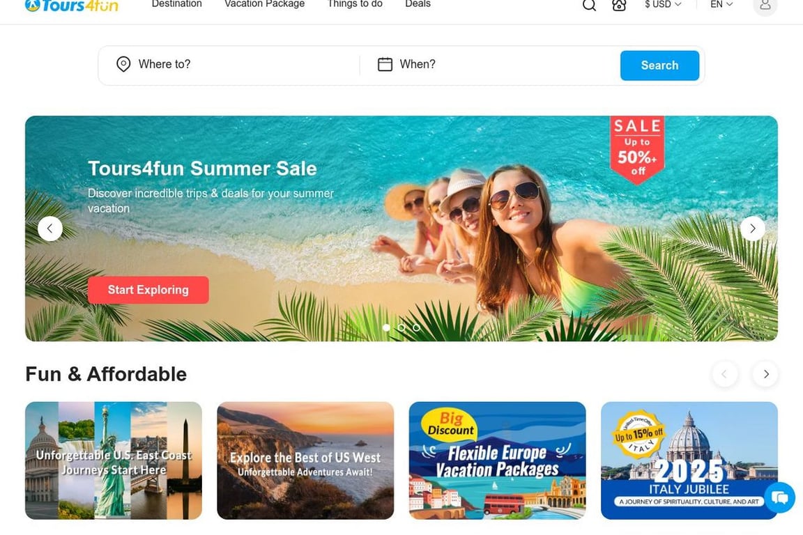 Tours4fun homepage