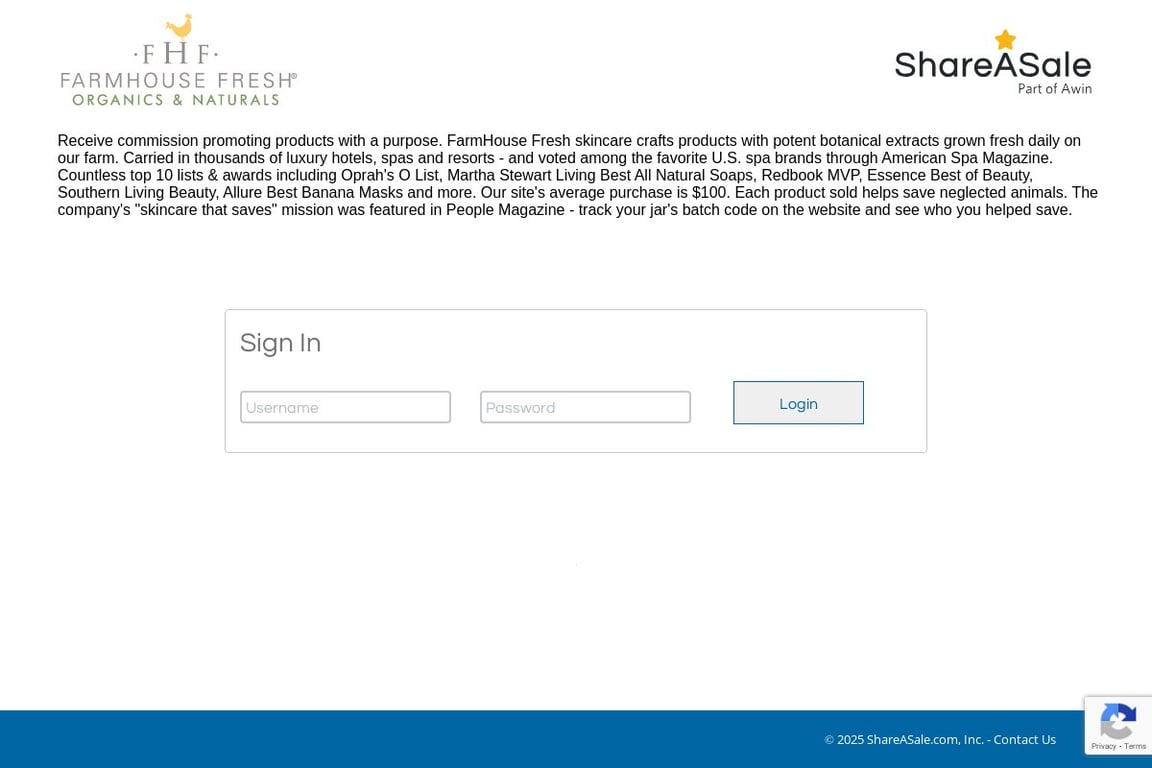 FarmHouse Fresh affiliate program signup page