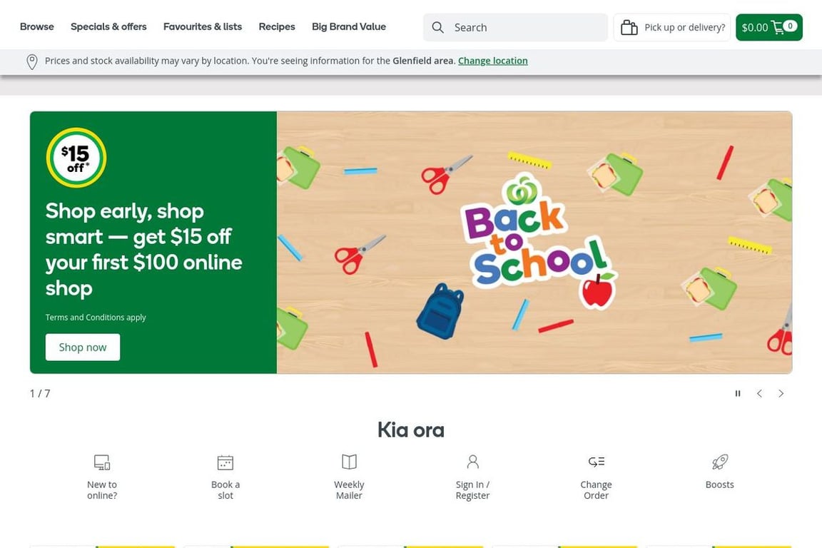 Countdown NZ homepage