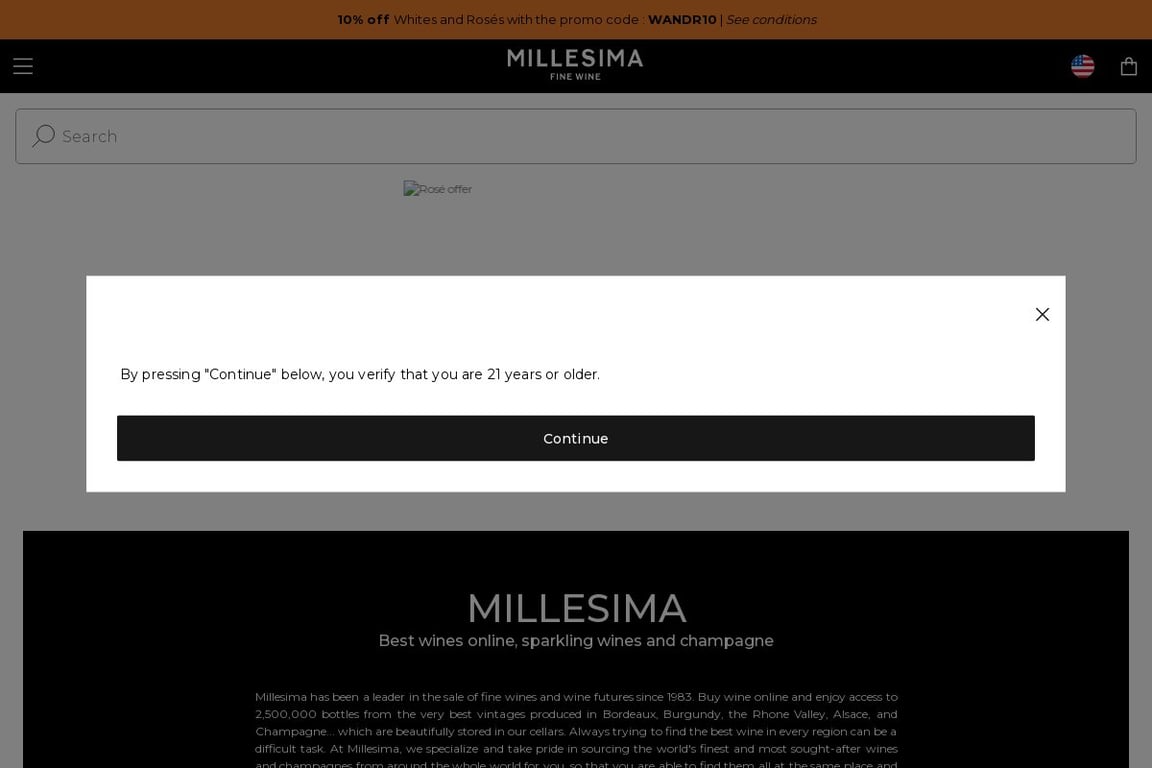 Millesima USA homepage