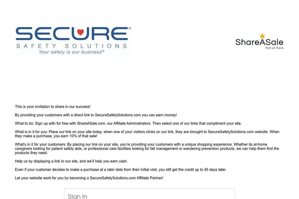 Personal Safety Corporation affiliate program signup page
