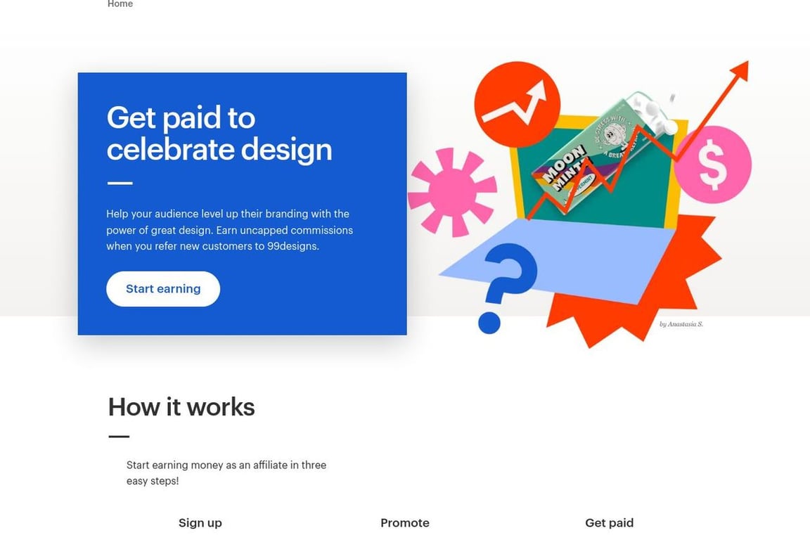 99designs affiliate program signup page