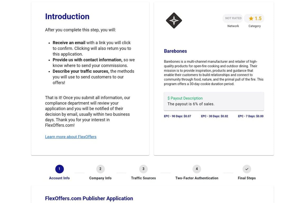 Barebones affiliate program signup page