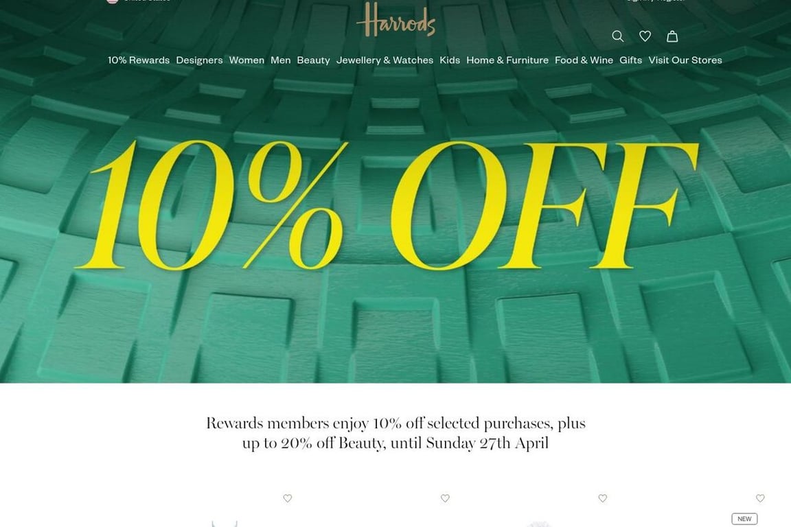Harrods homepage