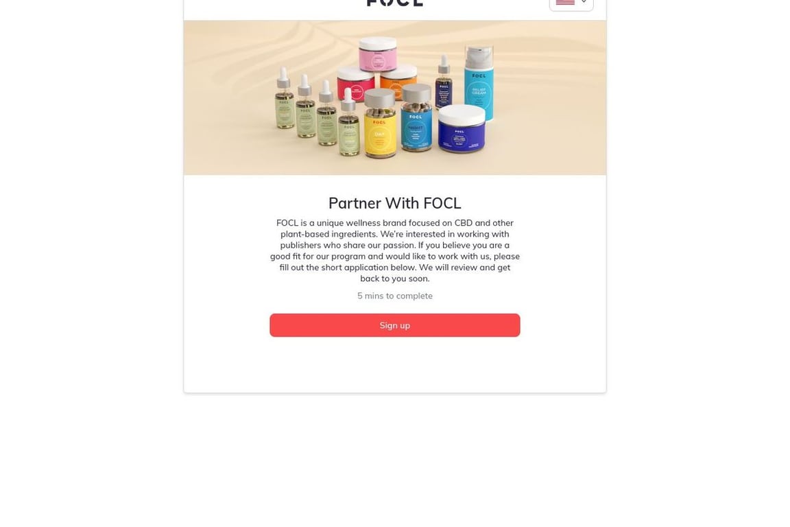 FOCL affiliate program signup page