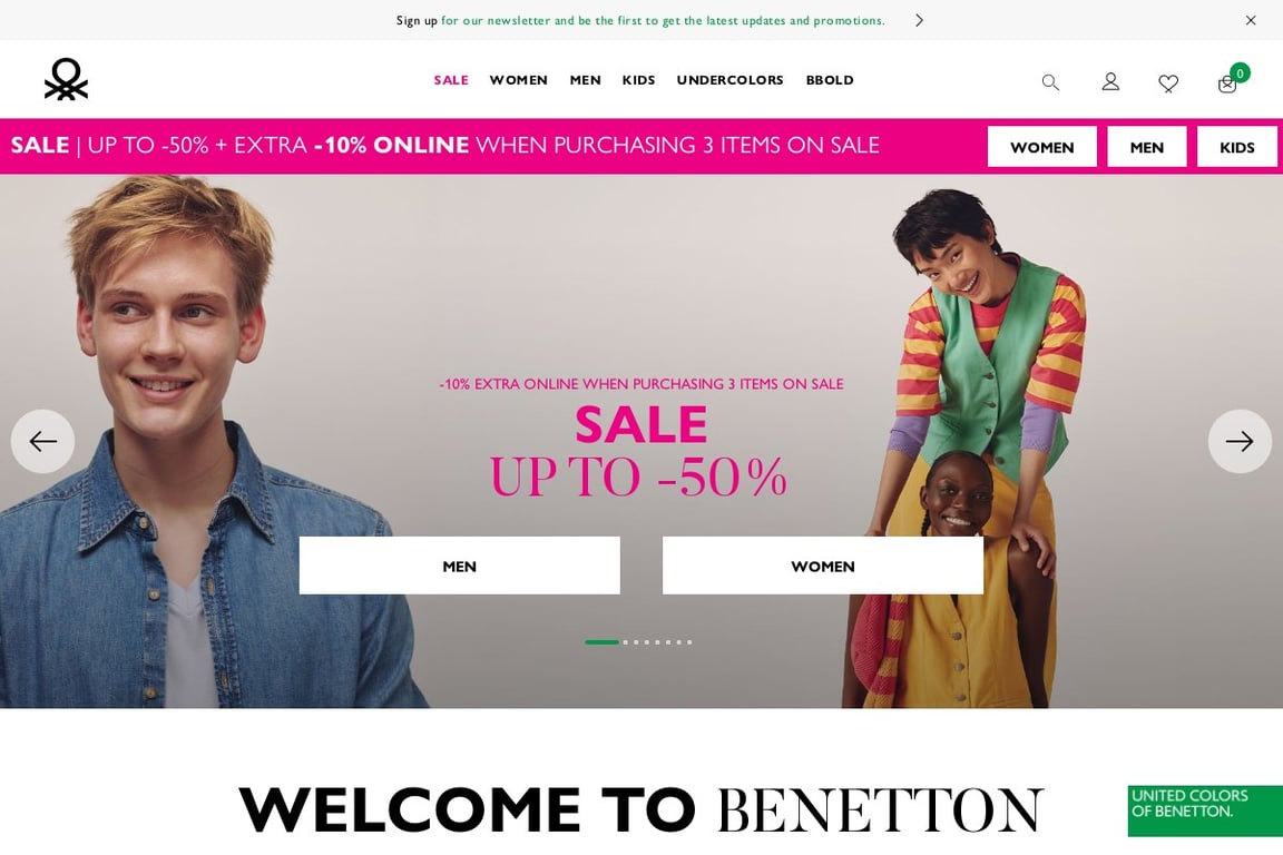 Benetton UK homepage